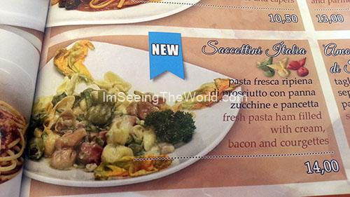 Saccottini Italia Fresh Pasta menu item from restaurant in Sorrento, Italy