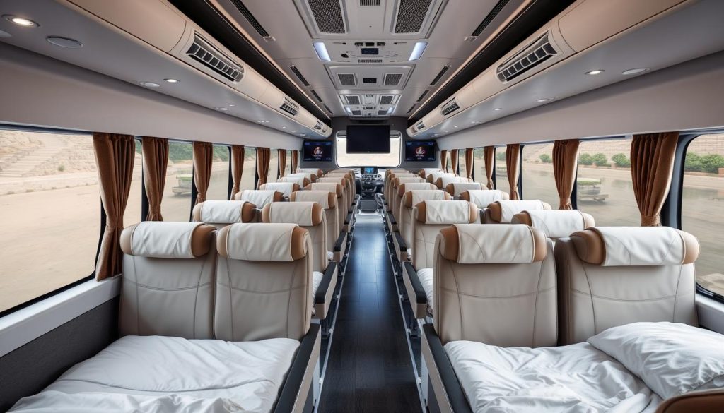 Modern VIP sleeper bus interior in Vietnam with comfortable reclining seats