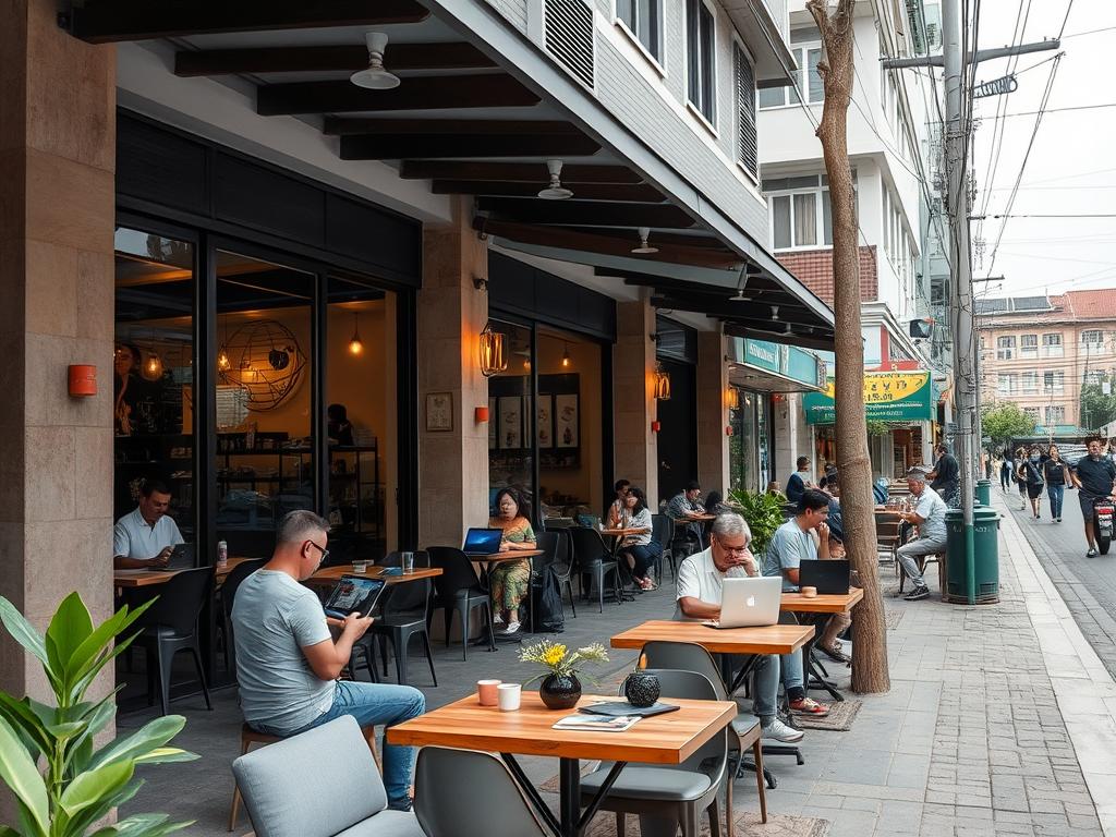 Nimman area in Chiang Mai with cafes and digital nomads working - thailand travel guide 2025