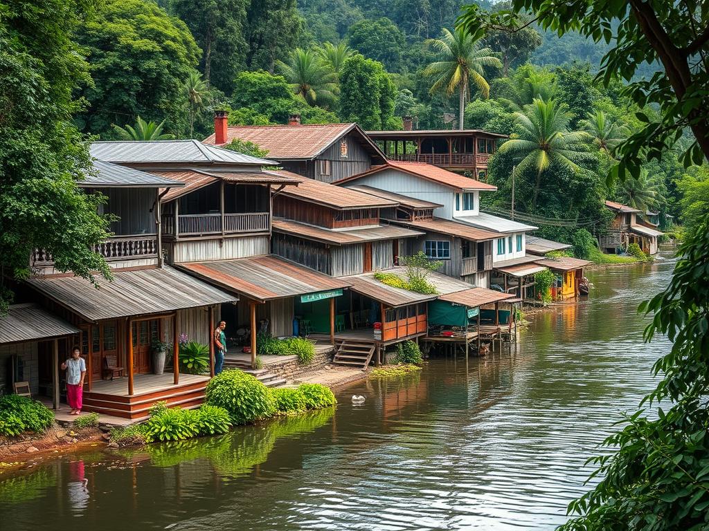 Riverside scene in Chiang Rai with traditional and modern elements - thailand travel guide 2025