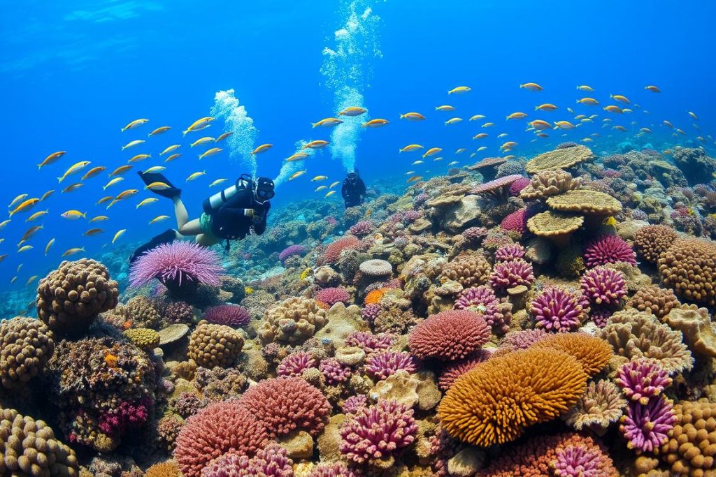 Scuba diver exploring colorful coral reef in the Philippines, travel guide 2025 Scuba diver exploring colorful coral reef in the Philippines, travel guide 2025
