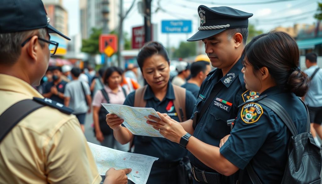 Tourist police officers helping visitors in Bangkok - thailand travel guide 2025 Tourist police officers helping visitors in Bangkok - thailand travel guide 2025