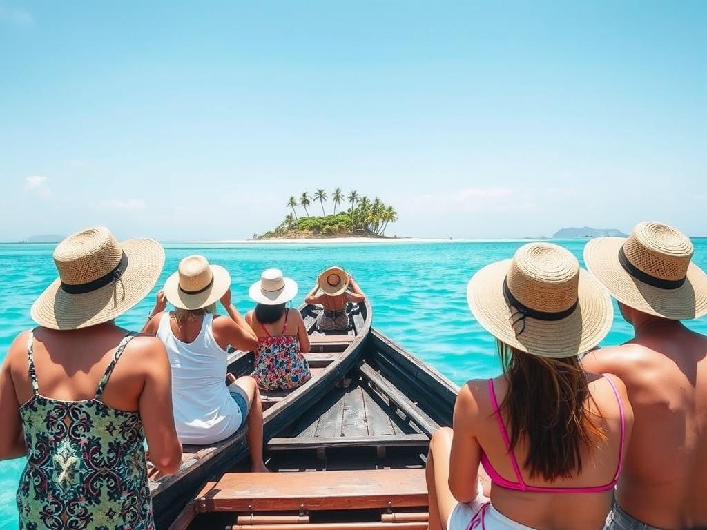 Tourists enjoying sustainable island hopping tour in the Philippines in 2025 Tourists enjoying sustainable island hopping tour in the Philippines in 2025